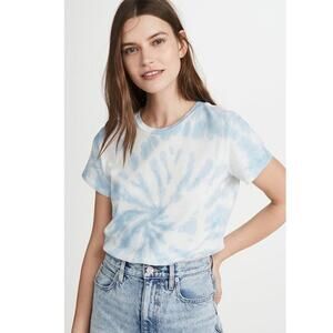 Reformation t-shirt faded blue tie-dye short sleeve crewneck small cotton